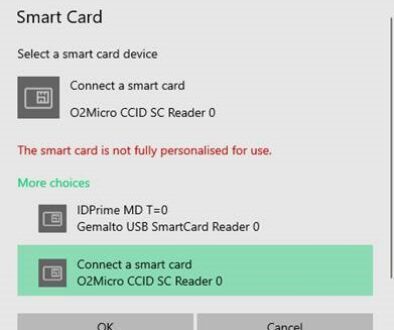 The smartcard is not fully personalised for use